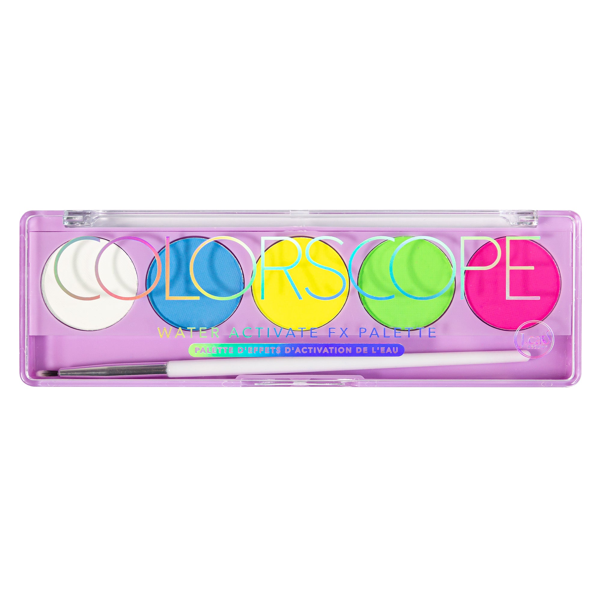 Get bold and creative by using Ultramarts Colorscope Water Activate FX Palette. Each palette contains 5 fun, smudge-proof shades and also includes a fine tip liner brush. 