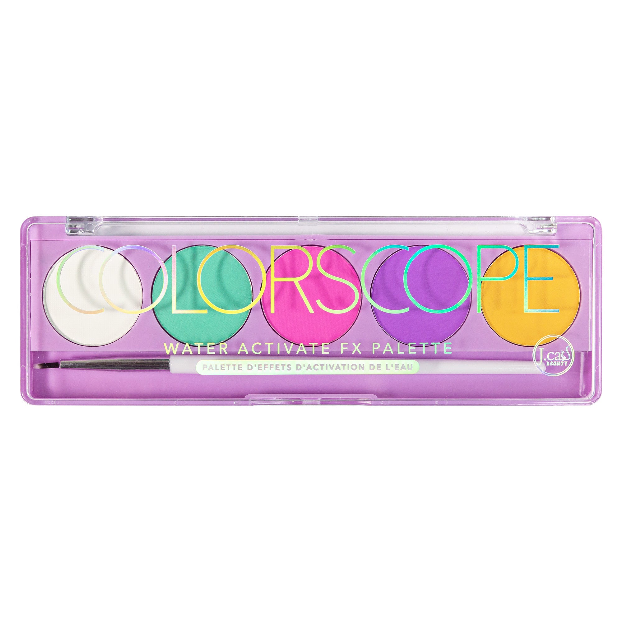 Get bold and creative by using Ultramarts Colorscope Water Activate FX Palette. Each palette contains 5 fun, smudge-proof shades and also includes a fine tip liner brush. 