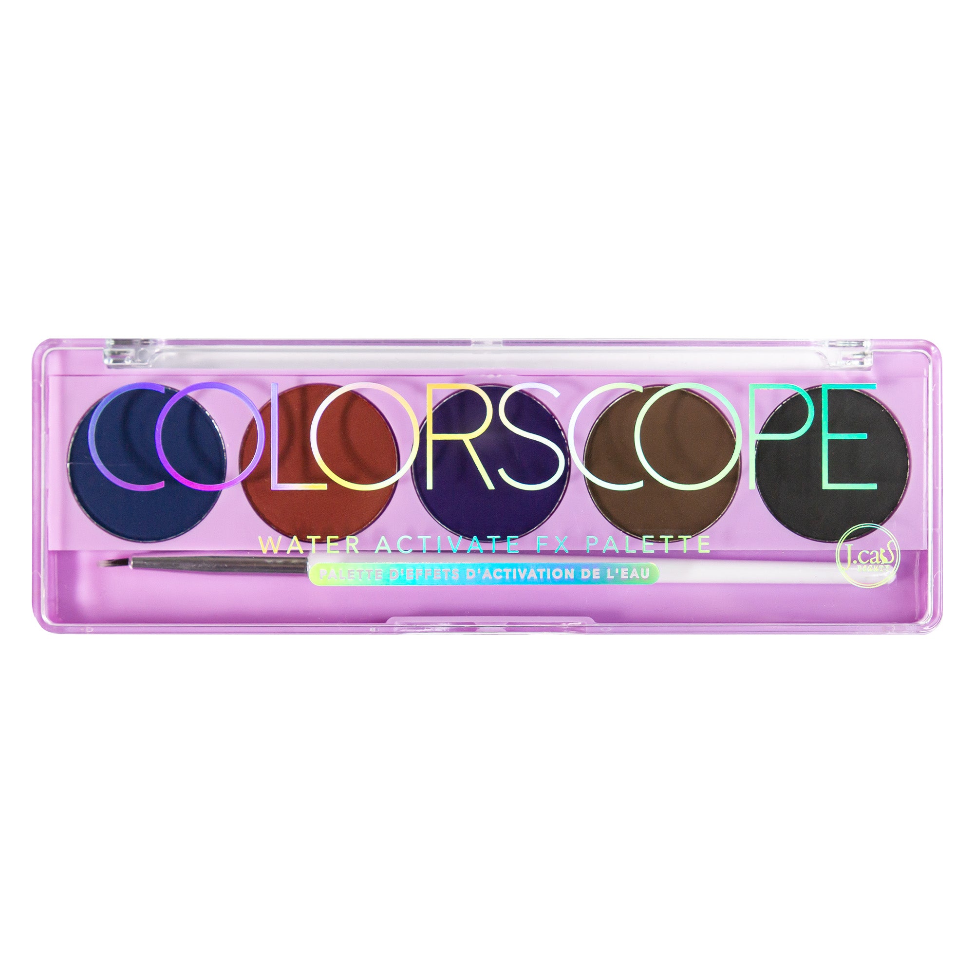 Get bold and creative by using Ultramarts Colorscope Water Activate FX Palette. Each palette contains 5 fun, smudge-proof shades and also includes a fine tip liner brush. 